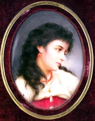 Ovales kontinentales Plaque einer jungen Frau